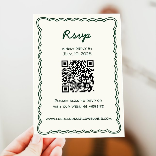 Hand Draw Retro Green Handwritting RSVP Card (Creator Uploaded)