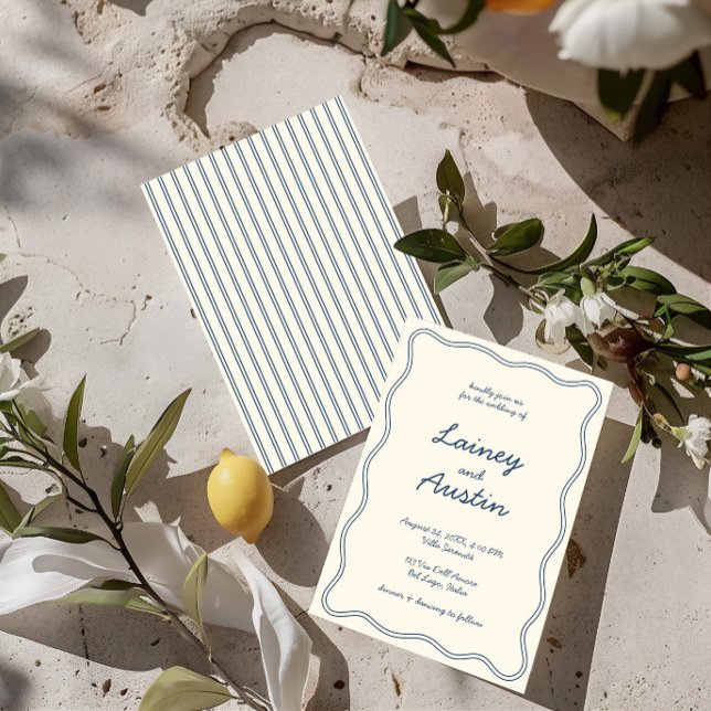 Hand Draw Vintage Blue Handwritting Wedding  Invitation (Hand Draw Vintage Blue Handwritting Wedding Invit Invitation)