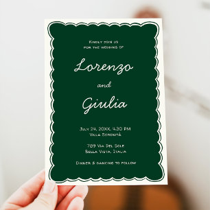 Hand Draw Vintage Green Handwritting Wedding Invitation