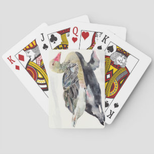 Hand Draw Watercolor Bird, Duck Playing Cards