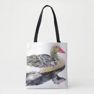 Hand Draw Watercolor Bird, Duck Tote Bag
