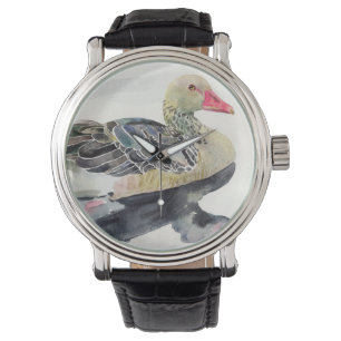 Hand Draw Watercolor Bird, Duck Watch