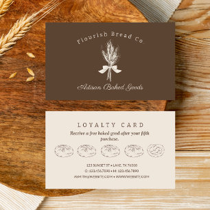 Hand Draw Wheat Bakery Bread Flat Loyalty Card