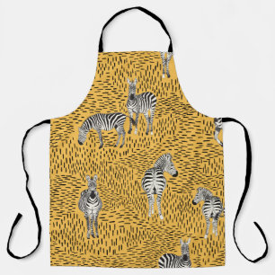 Hand draw Zebra Seamless Pattern With Line Backgro Apron