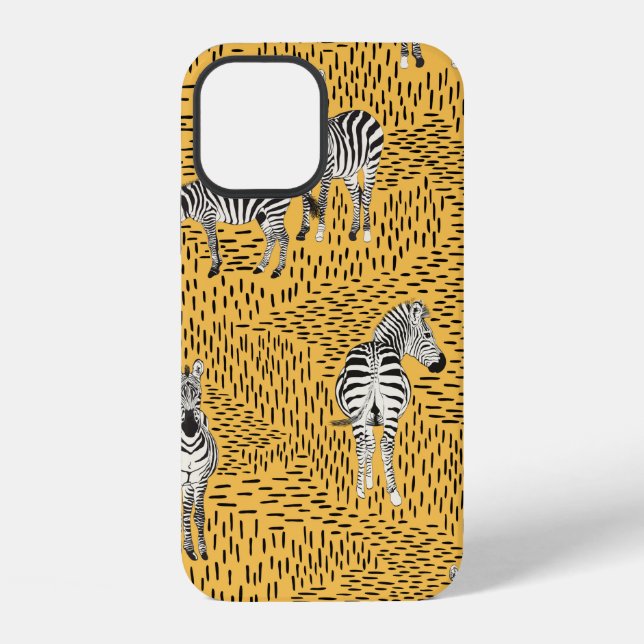 Hand draw Zebra Seamless Pattern With Line Backgro iPhone Case (Back)