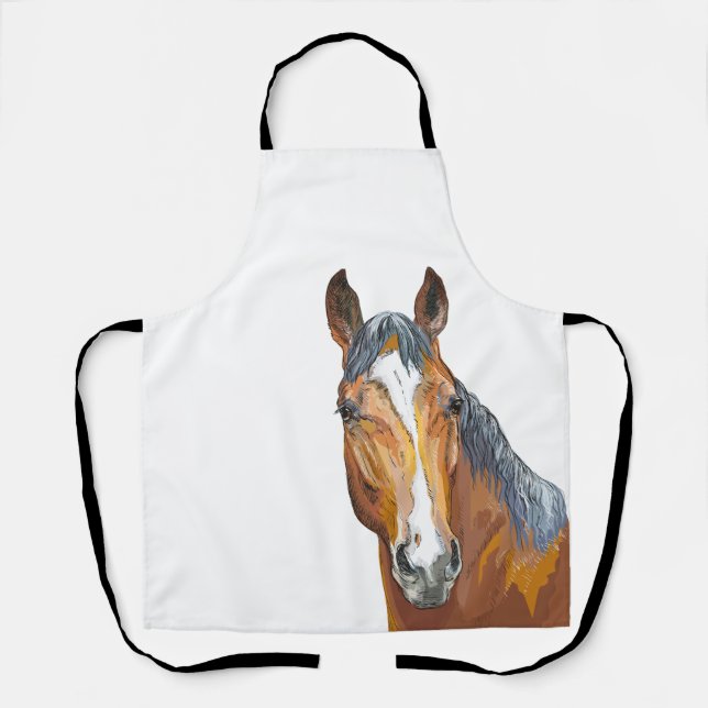Hand drawing bay horse apron (Front)