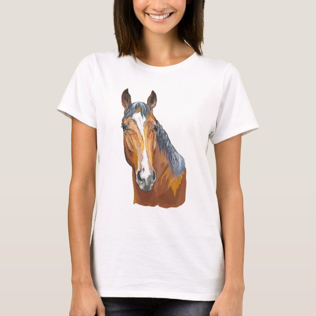 Hand drawing bay horse T-Shirt (Front)
