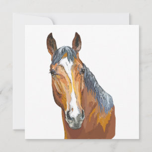 Hand drawing bay horse throw pillow