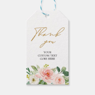 Hand drawing boho blush pink floral bridal shower gift tags