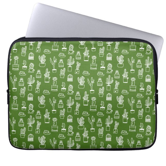 Hand Drawing Cactus Collage Laptop Sleeve (Front)