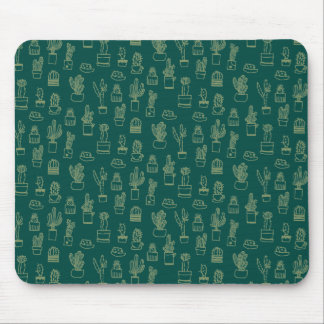 Hand Drawing Cactus Collage Mouse Pad