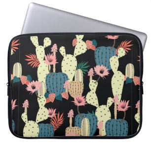 Hand drawing Cactus Plant and flowers Seamless Pat Laptop Sleeve