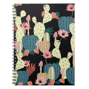 Hand drawing Cactus Plant and flowers Seamless Pat Notebook