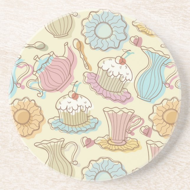 Hand Drawing Dishes Silhouettes Coaster (Front)