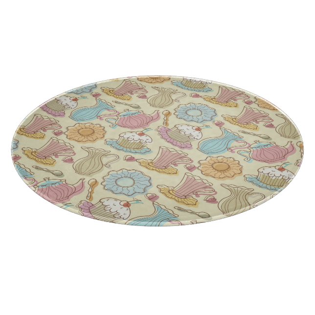 Hand Drawing Dishes Silhouettes Cutting Board (Corner)