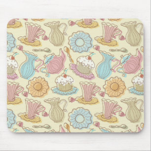 Hand Drawing Dishes Silhouettes Mouse Pad