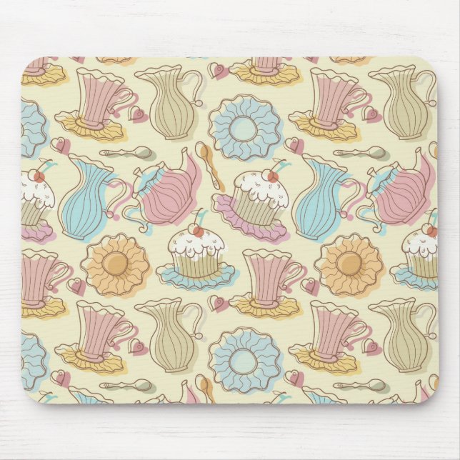 Hand Drawing Dishes Silhouettes Mouse Pad (Front)