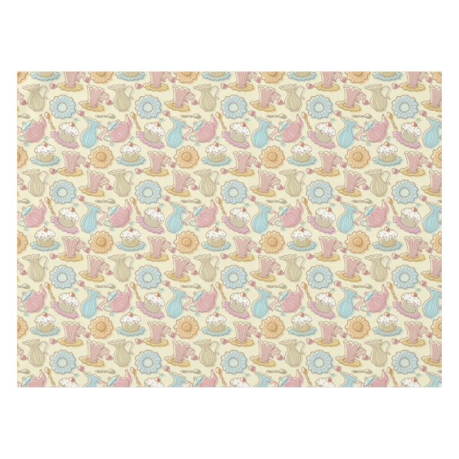 Hand Drawing Dishes Silhouettes Tablecloth (Front (Horizontal))