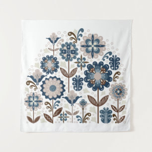 Hand drawing, flowers, bouquets, card, multicolor tapestry