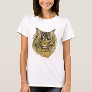 Hand drawing fluffy Maine Coon cat T-Shirt
