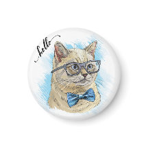 Hand drawing funny British cat in glasses Throw Pi