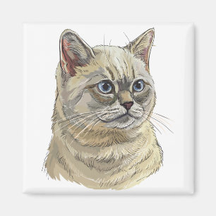 Hand drawing funny British cat Magnet
