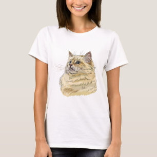 Hand drawing funny fluffy Ragdoll cat T-Shirt