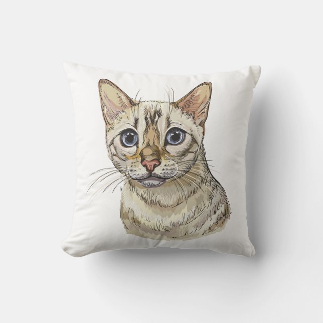 Hand drawing funny Snow bengal cat T-Shirt Cushion (Front)