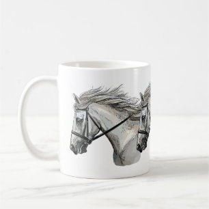 Hand drawing horse with a bridle coffee mug