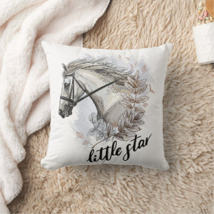 Hand drawing horse with plants T-Shirt Cushion