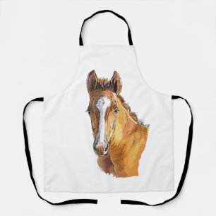 Hand drawing little cute foal apron