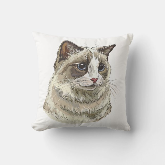 Hand drawing luffy Ragdoll cat Cushion (Front)