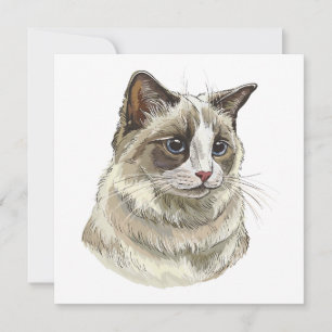 Hand drawing luffy Ragdoll cat Invitation