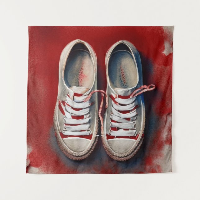 Hand Drawing Of Funny Shoes Tapestry (Front)