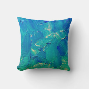 Hand drawing oil painting, spots of paint and brus cushion