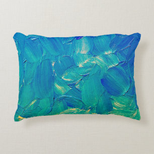 Hand drawing oil painting, spots of paint and brus decorative cushion