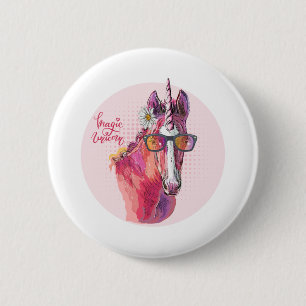Hand drawing pink Unicorn 6 Cm Round Badge