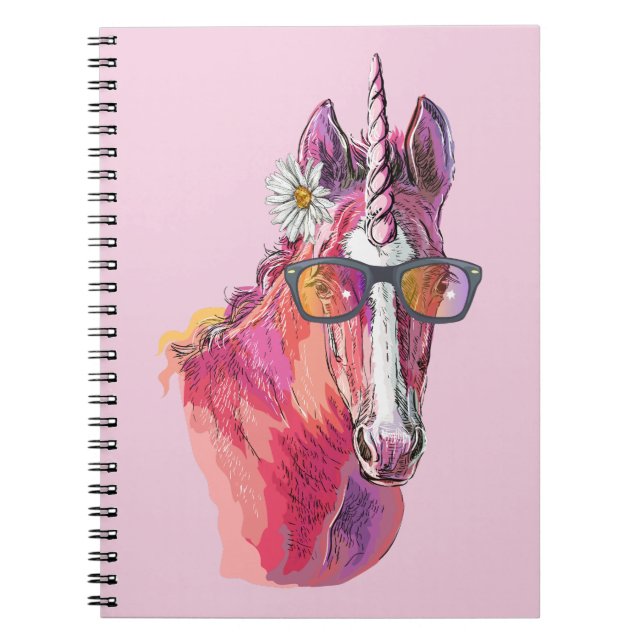 Hand drawing pink Unicorn Notebook (Front)
