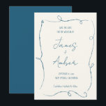 Hand drawing squiggly lines teal blue wedding save the date<br><div class="desc">Hand drawing squiggly lines teal blue wedding Save the Date</div>
