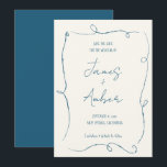 Hand drawing squiggly lines teal blue wedding save the date<br><div class="desc">Hand drawing squiggly lines teal blue wedding Save the Date</div>