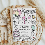 Hand Drawn 1st Birthday Invite, Doodle Birthday In Invitation<br><div class="desc">Replace colours in your invitation to give it the vibrancy it needs.</div>