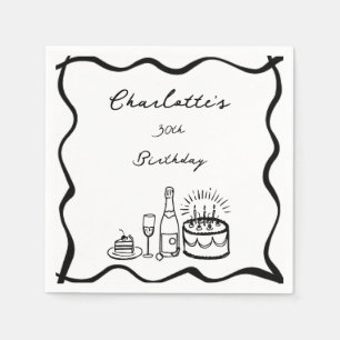 Hand Drawn 30th Birthday Napkin