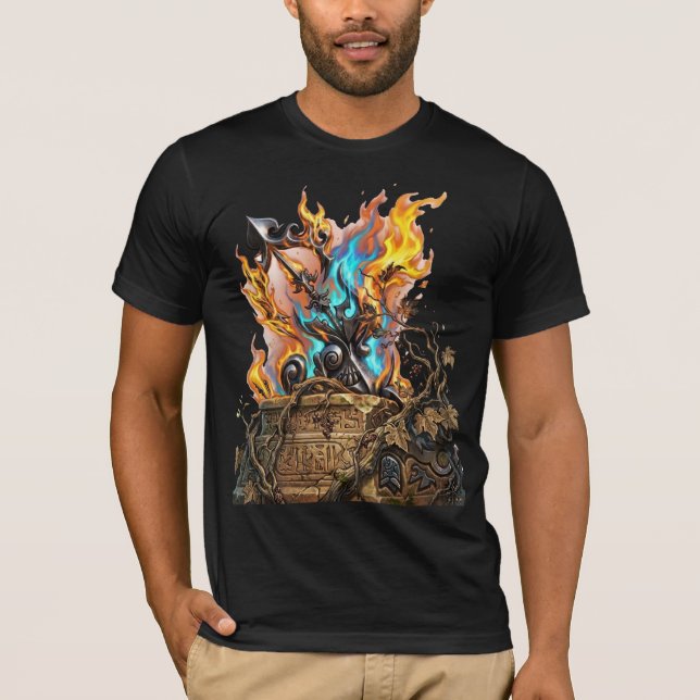 Hand-Drawn 3D Flaming Mythical Weapon - Astra T-Shirt (Front)