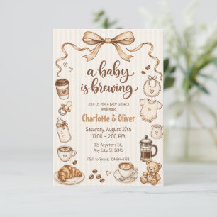 Hand Drawn A Baby Is Brewing Coffee Baby Shower Invitation