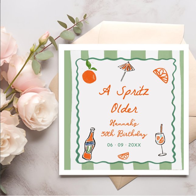 Hand Drawn A Spritz Older Birthday Party Napkin (Creator Uploaded)