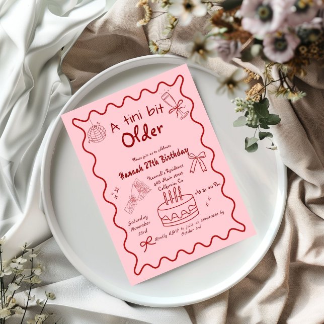 Hand Drawn A Tini Bit Older Martini Birthday Invitation (Creator Uploaded)