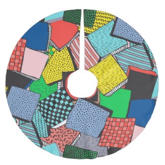 Hand Drawn Abstract Blocks Texture Brushed Polyester Tree Skirt