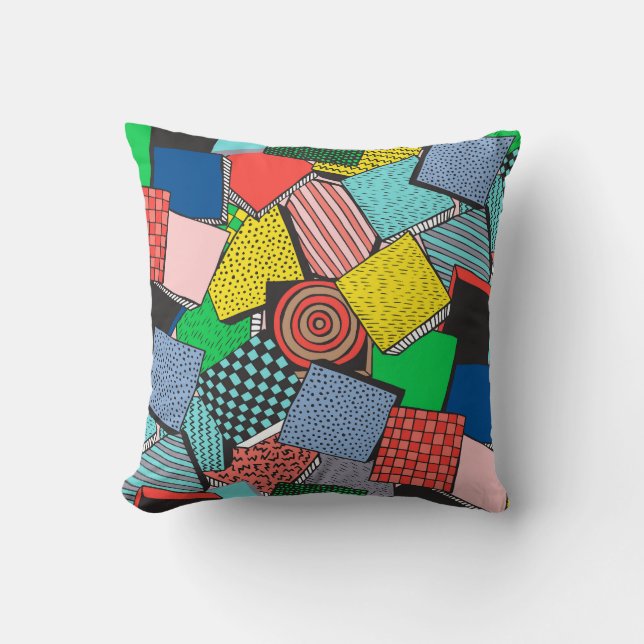 Hand Drawn Abstract Blocks Texture Cushion (Front)