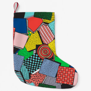 Hand Drawn Abstract Blocks Texture Small Christmas Stocking