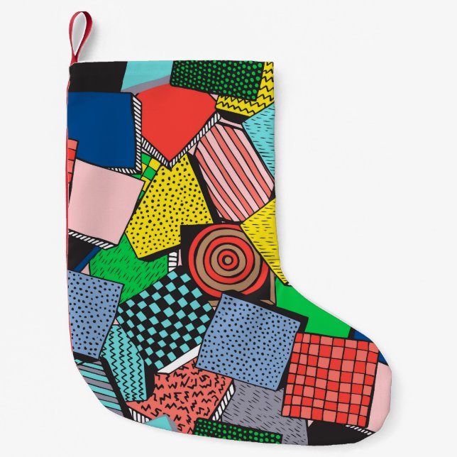 Hand Drawn Abstract Blocks Texture Small Christmas Stocking (Front)